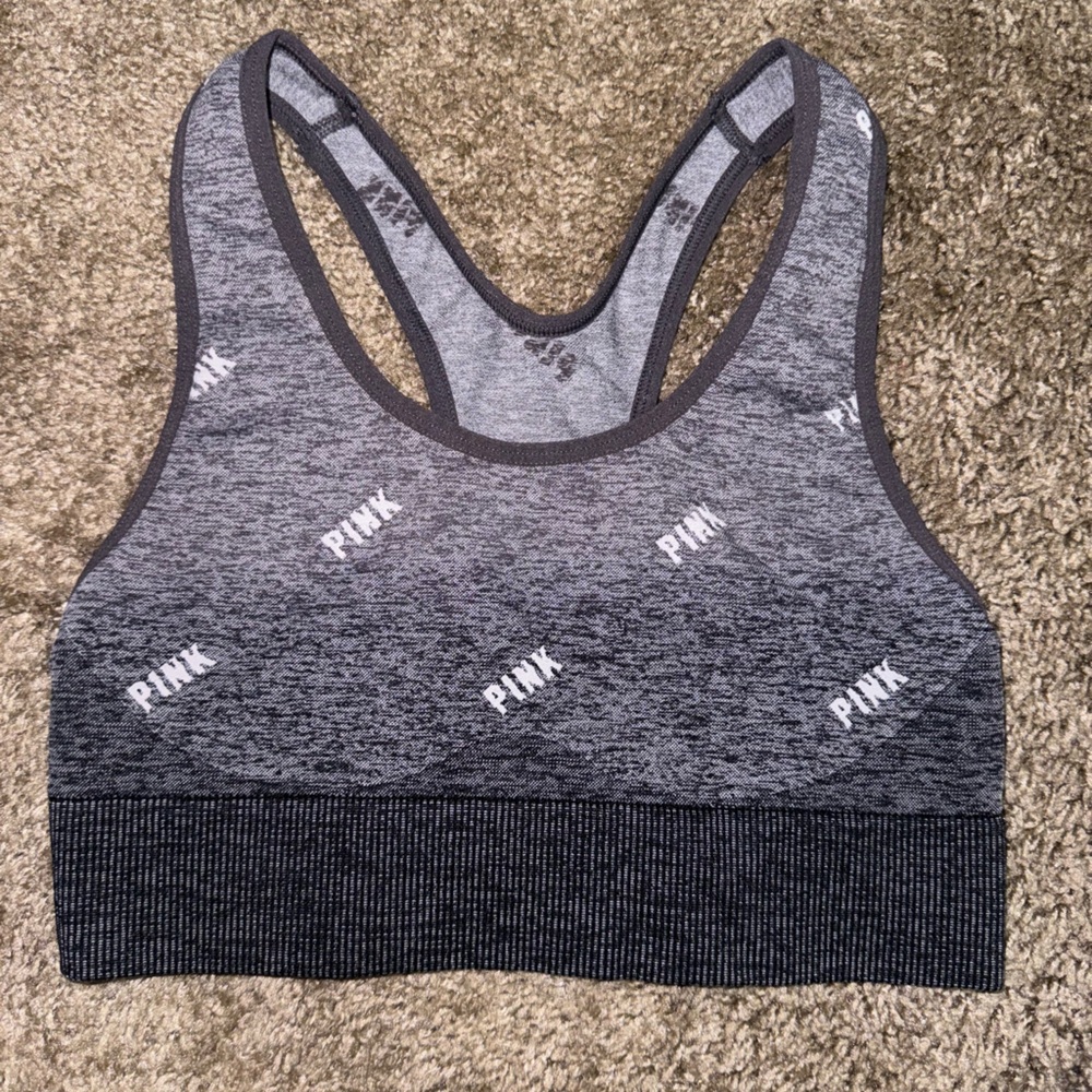 VS PINK gray ombré seamless scoop neck sports bra